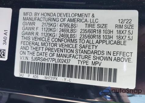 2023 Honda Cr-V Ex-L Awd from USA, damaged, VIN 5J6RS4H77PL002437